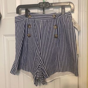 Striped botton front shorts
